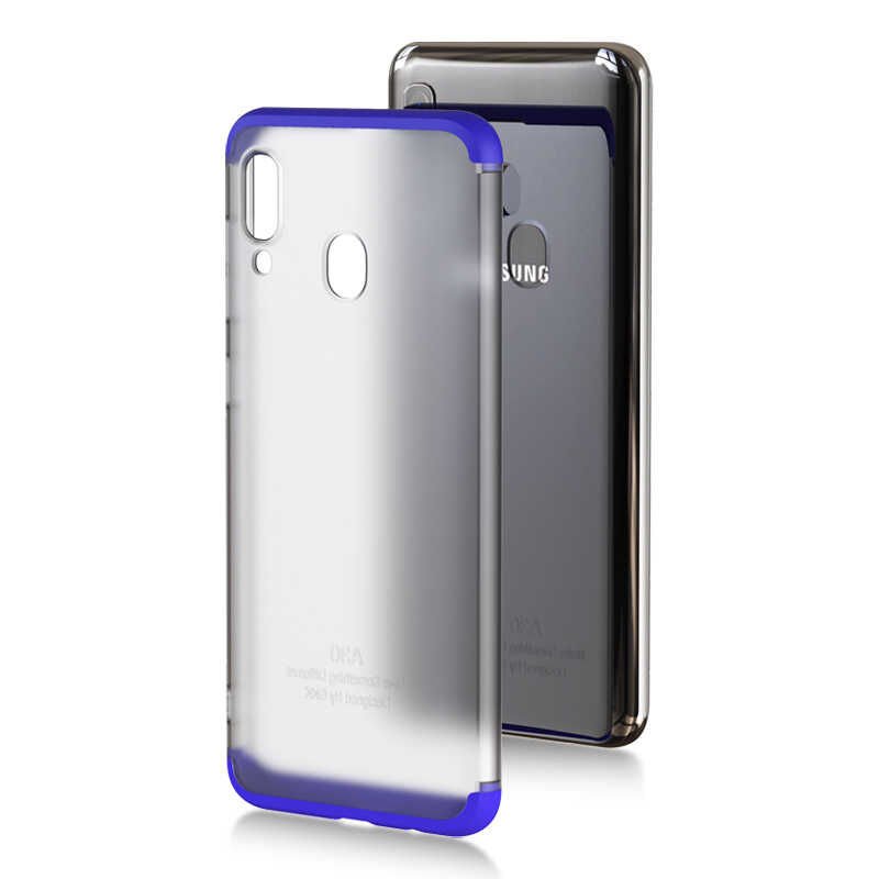 Samsung Galaxy A30 Kılıf Şeffaf Mat Görünümlü Transparan Tasarımlı Kapak (NİLİ) Mavi