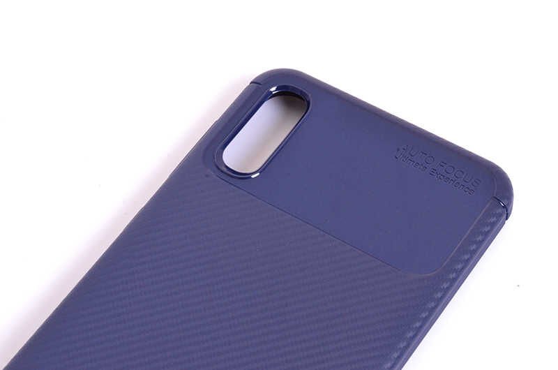 Samsung Galaxy M10 Kılıf Kamera Çıkıntılı Karbon Fiber Dokulu Renk Atmaz Kapak (NEGRO) Lacivert