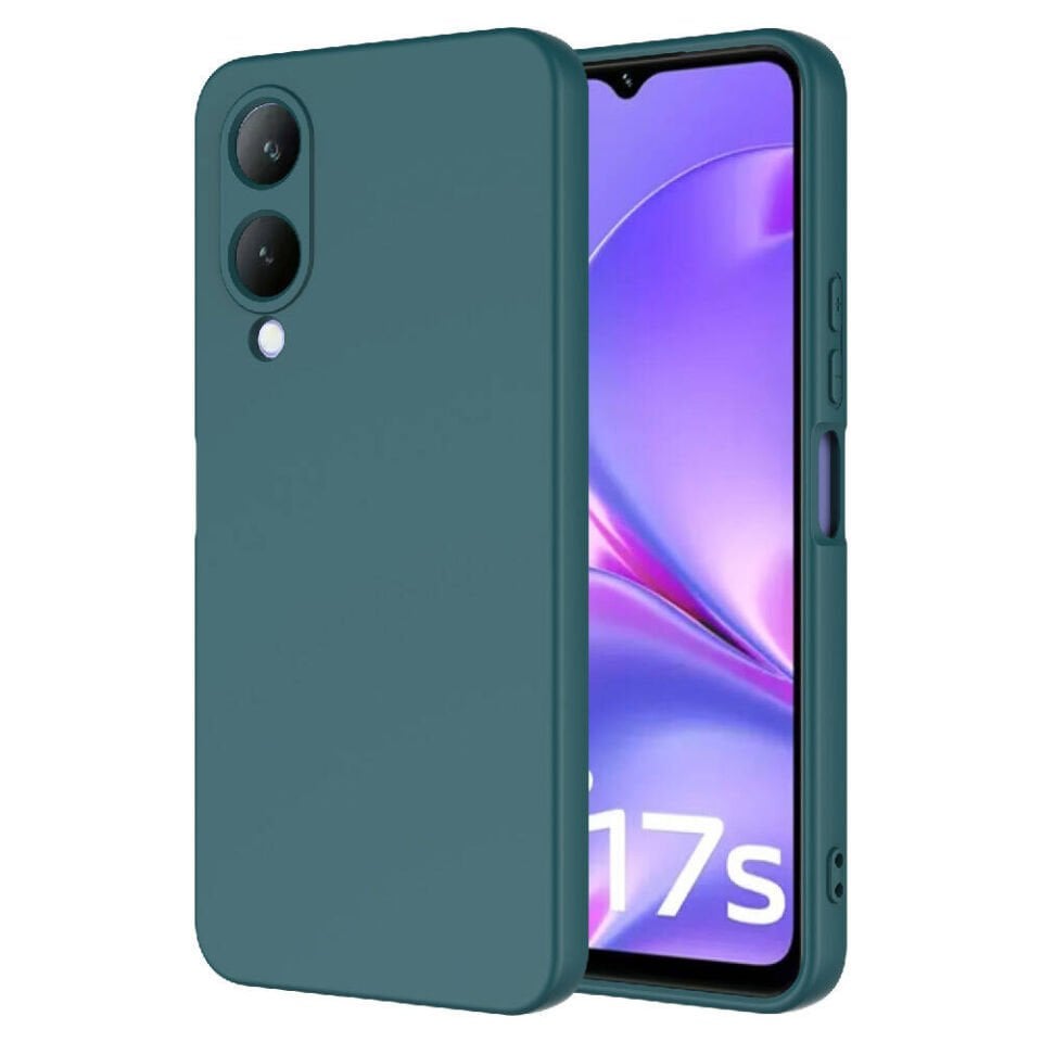 Vivo Y17S Kılıf Kadife İç Yüzey Yumuşak Dokulu Kamera Korumalı Kapak (MARA) Koyu Yeşil