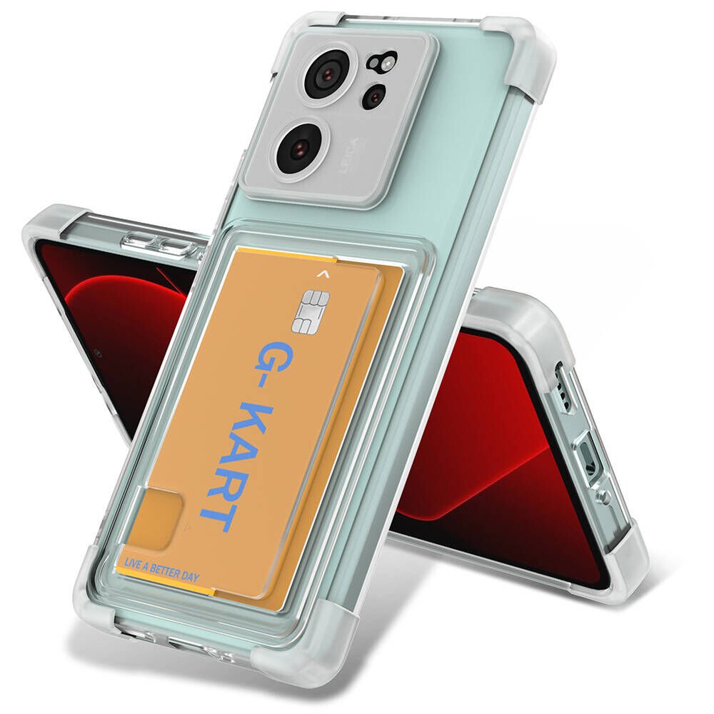 Xiaomi Mi 13T Pro Kılıf Airbag Tasarımlı Şeffaf Kartlıklı HEPTEKİLETİŞİM G-Kart Kapak