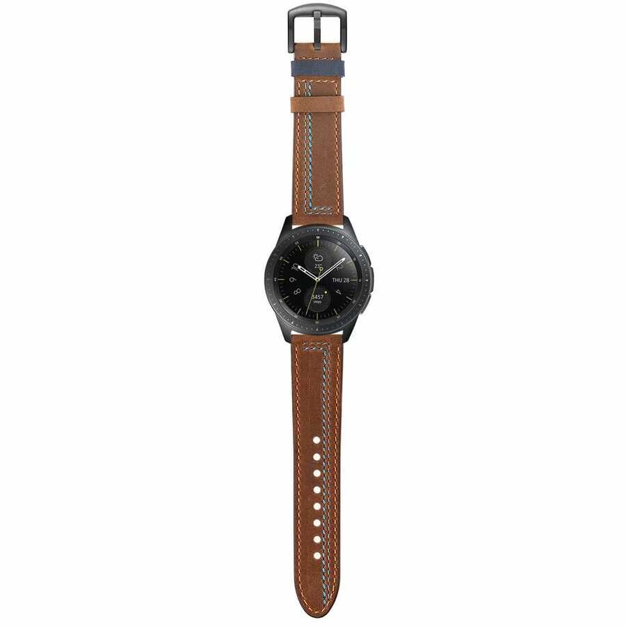 Gear S2 (20mm) Deri Kordon Metal Tokalı Tasarım (KRD-19) Yeşil