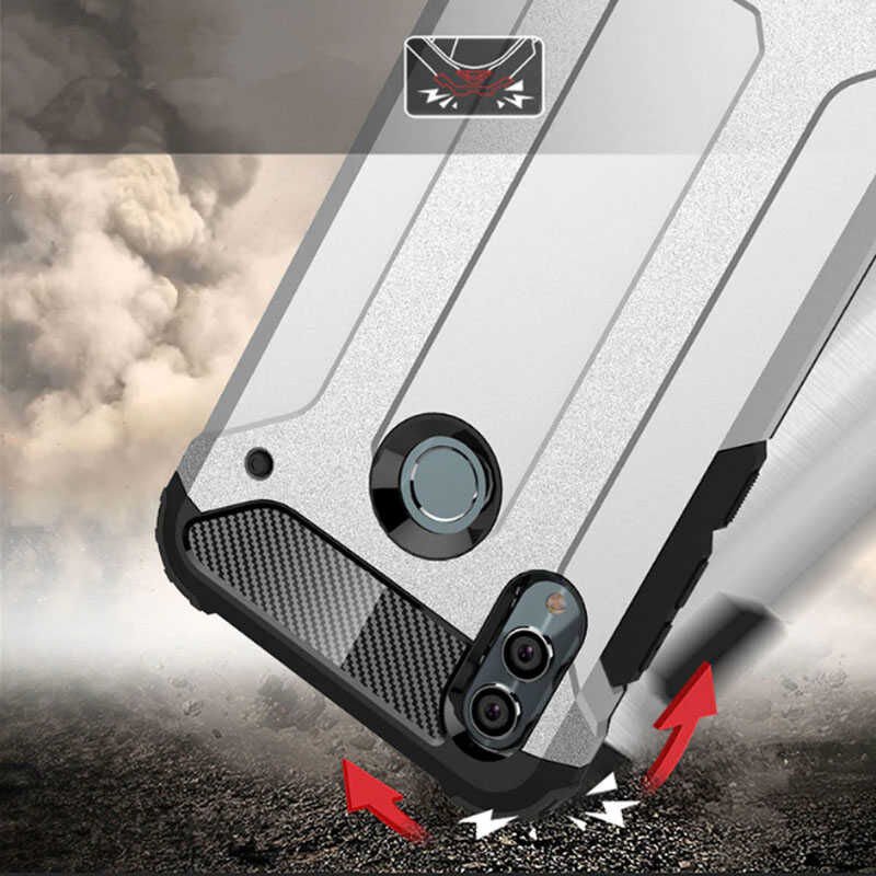 Huawei P Smart 2019 Kılıf Armor Köşe Korumalı Çift Katman Tank Zırh Kapak (CRASH) Rose Gold