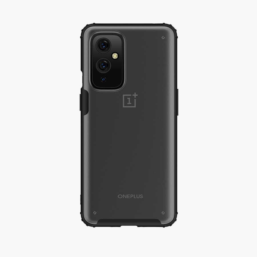One Plus 9 Kılıf Köşe Korumalı Arkası Mat Buzlu Sert Kapak (VOLKS) Siyah