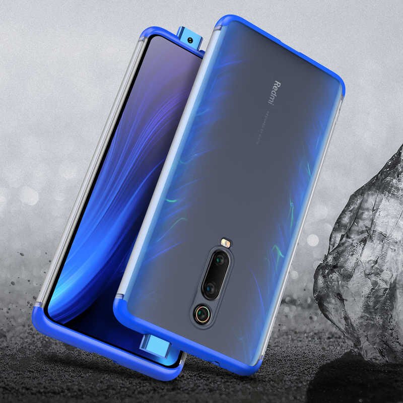 Xiaomi Mi 9T Kılıf Şeffaf Mat Görünümlü Transparan Tasarımlı Kapak (NİLİ) Mavi