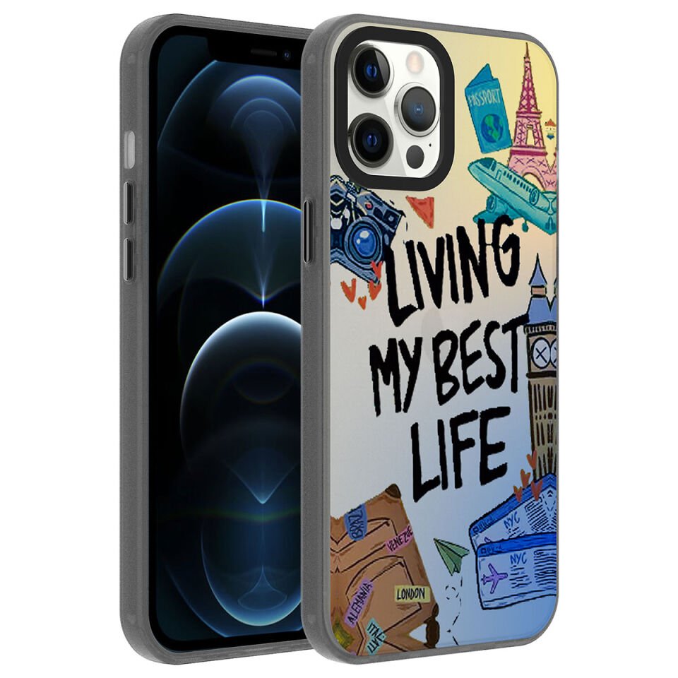 Apple iPhone 12 Pro Kılıf Desenli HEPTEKİLETİŞİM Dragon Sert Kapak