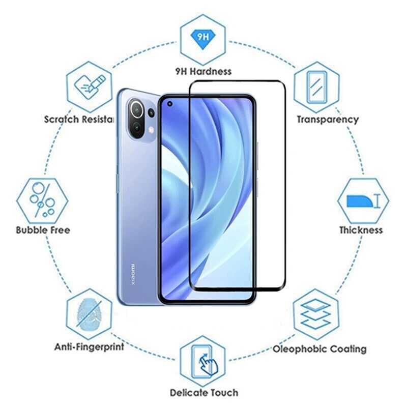 Xiaomi Mi 11 Lite HEPTEKİLETİŞİM Kenarları Kırılmaya Dayanıklı Cam Ekran Koruyucu