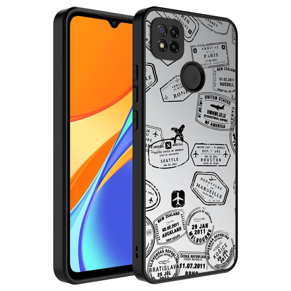 Xiaomi Redmi 10A Kılıf Aynalı Desenli Kamera Korumalı Parlak Renkli Sert Kapak (Mirror) Seyahat