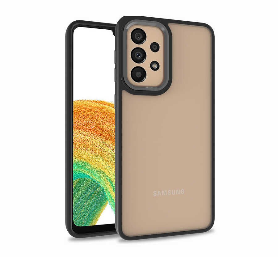 Samsung Galaxy A32 4G Kılıf Kamera Çıkıntılı Arkası Şeffaf Hassas Tuşlu Kenarlı Kapak (Flora) Siyah