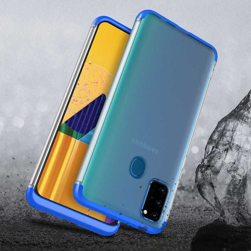 Samsung Galaxy M21 Kılıf Şeffaf Mat Görünümlü Transparan Tasarımlı Kapak (NİLİ) Kırmızı