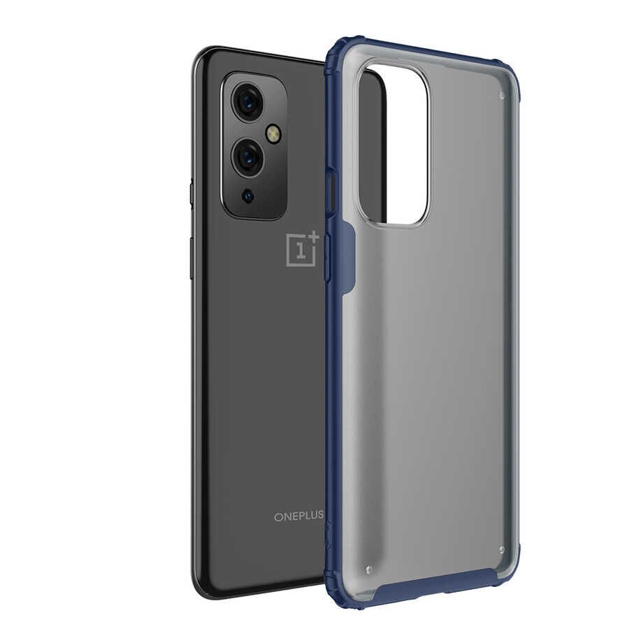 One Plus 9 Kılıf Köşe Korumalı Arkası Mat Buzlu Sert Kapak (VOLKS) Lacivert