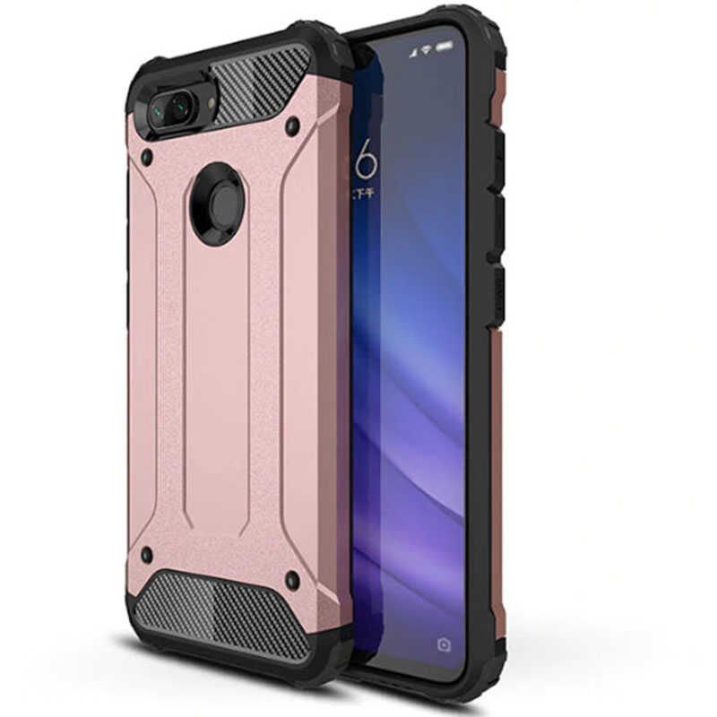 Xiaomi Mi 8 Lite Kılıf Armor Köşe Korumalı Çift Katman Tank Zırh Kapak (CRASH) Gri