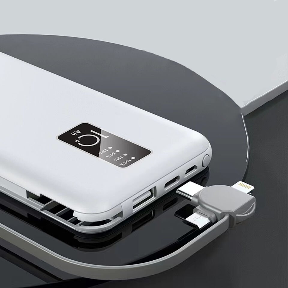 Hızlı Şarj Led Göstergeli Micro Lightning Type-C Kablolu Taşınabilir Powerbank 10000mAh (PW-05) Siyah