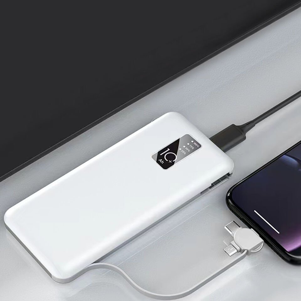 Hızlı Şarj Led Göstergeli Micro Lightning Type-C Kablolu Taşınabilir Powerbank 10000mAh (PW-05) Siyah