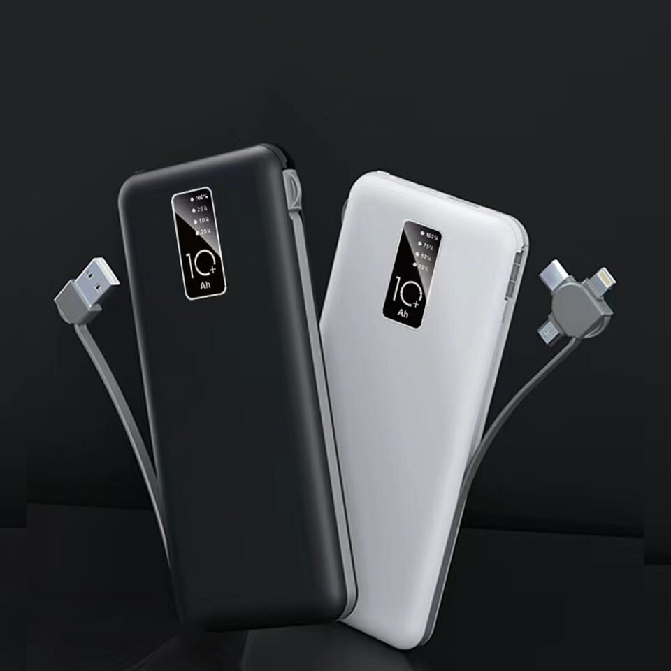 Hızlı Şarj Led Göstergeli Micro Lightning Type-C Kablolu Taşınabilir Powerbank 10000mAh (PW-05) Siyah