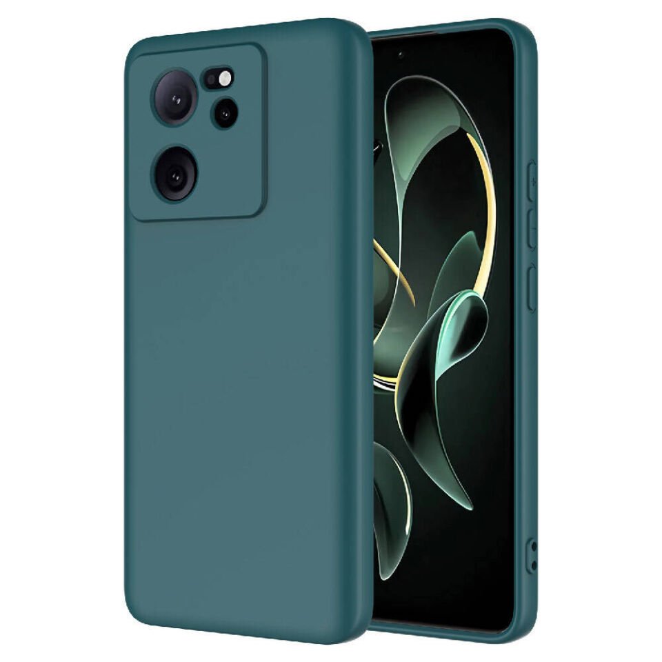 Xiaomi Mi 13T Pro Kılıf Kadife İç Yüzey Yumuşak Dokulu Kamera Korumalı Kapak (MARA) Koyu Yeşil