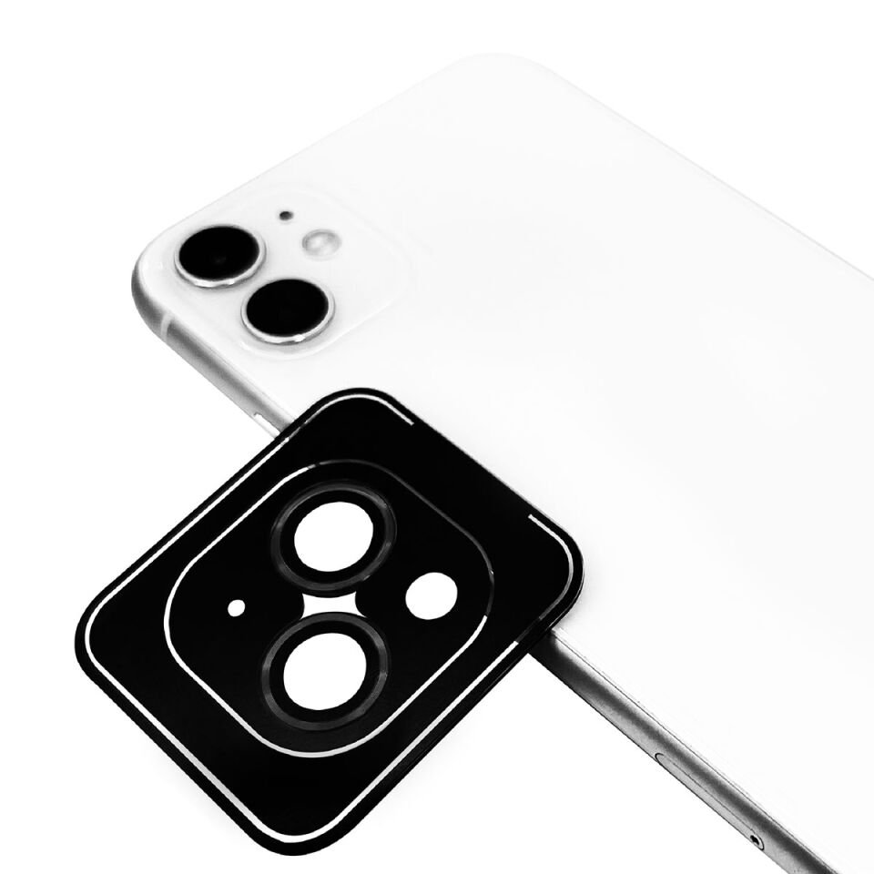 Apple iPhone 11 Safir Kamera Lens Koruyucu (KOLAY TAKMA APARATLI) CL-11 Siyah