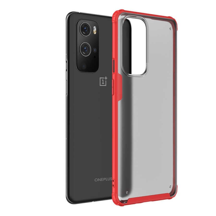 One Plus 9 Pro Kılıf Köşe Korumalı Arkası Mat Buzlu Sert Kapak (VOLKS) Kırmızı