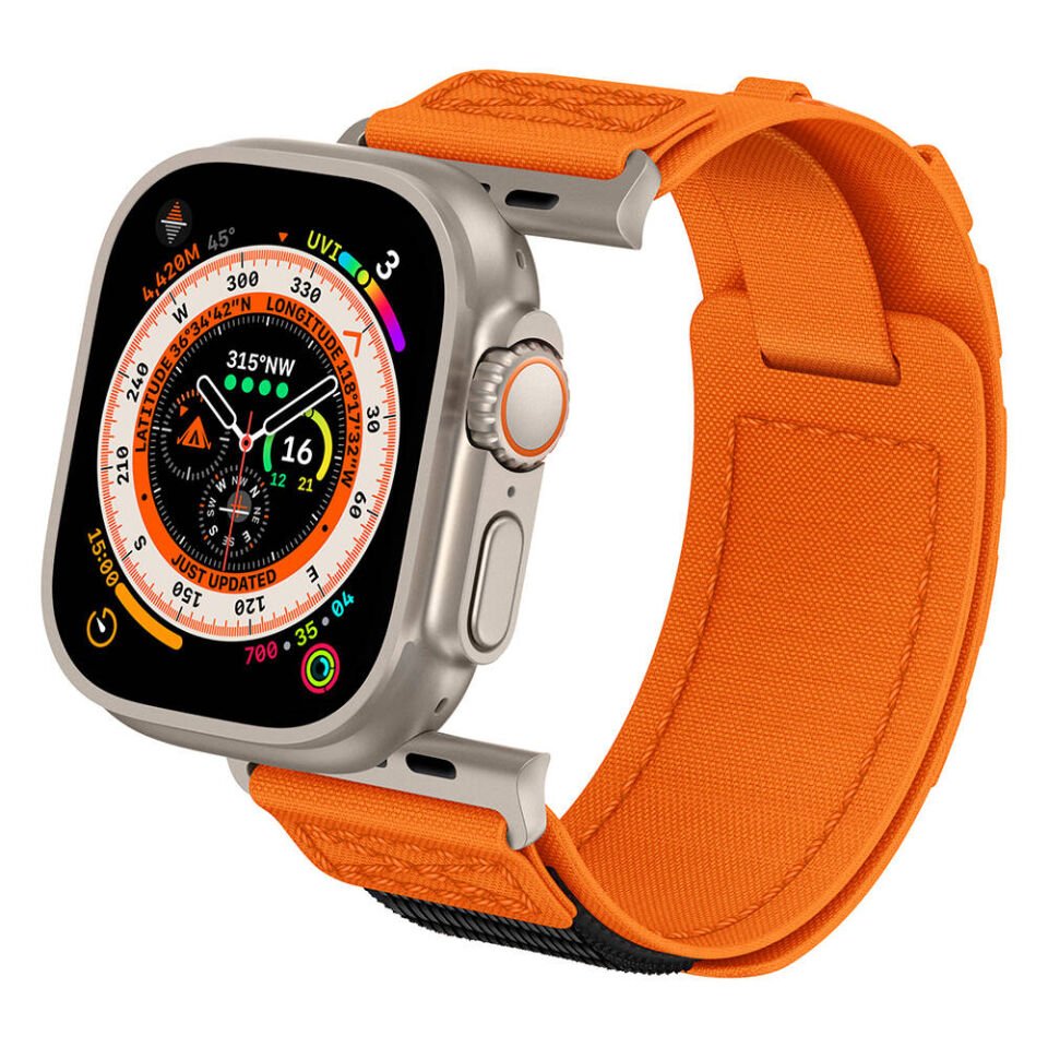 Apple Watch 2/3/4/5/6/7/8/9/se/ultra/nike Hasır Kordon Örgü İşlemeli Hasır Kordon (krd-99) Turuncu