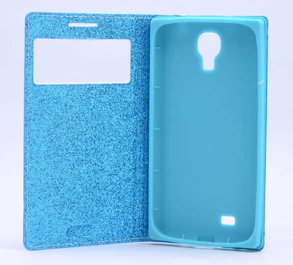 Samsung Galaxy S4 İ9500 Kapaklı Kılıf Simli Mıknatıslı Kapak (DOLCE-SİM) Pembe Açık