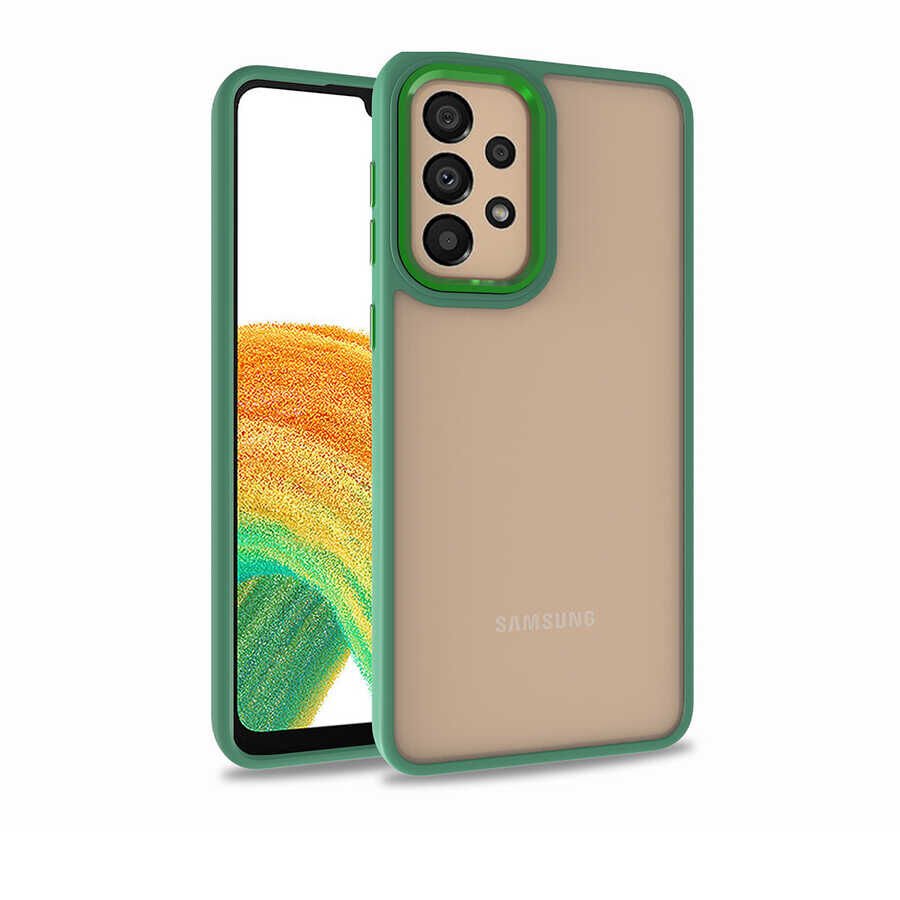Samsung Galaxy A32 4G Kılıf Kamera Çıkıntılı Arkası Şeffaf Hassas Tuşlu Kenarlı Kapak (Flora) Yeşil