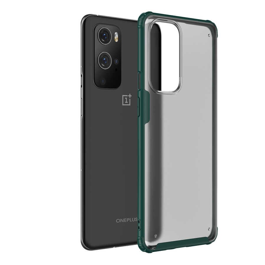 One Plus 9 Pro Kılıf Köşe Korumalı Arkası Mat Buzlu Sert Kapak (VOLKS) Koyu Yeşil
