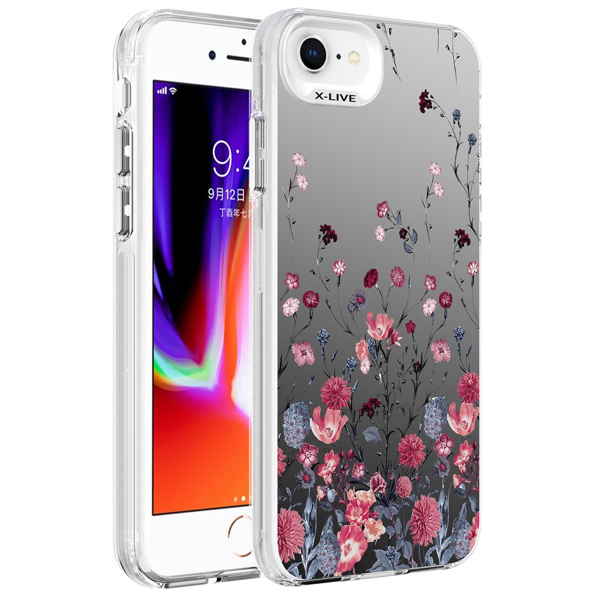 Apple iPhone 7 Kılıf Desenli HEPTEKİLETİŞİM Silver Sert Kapak