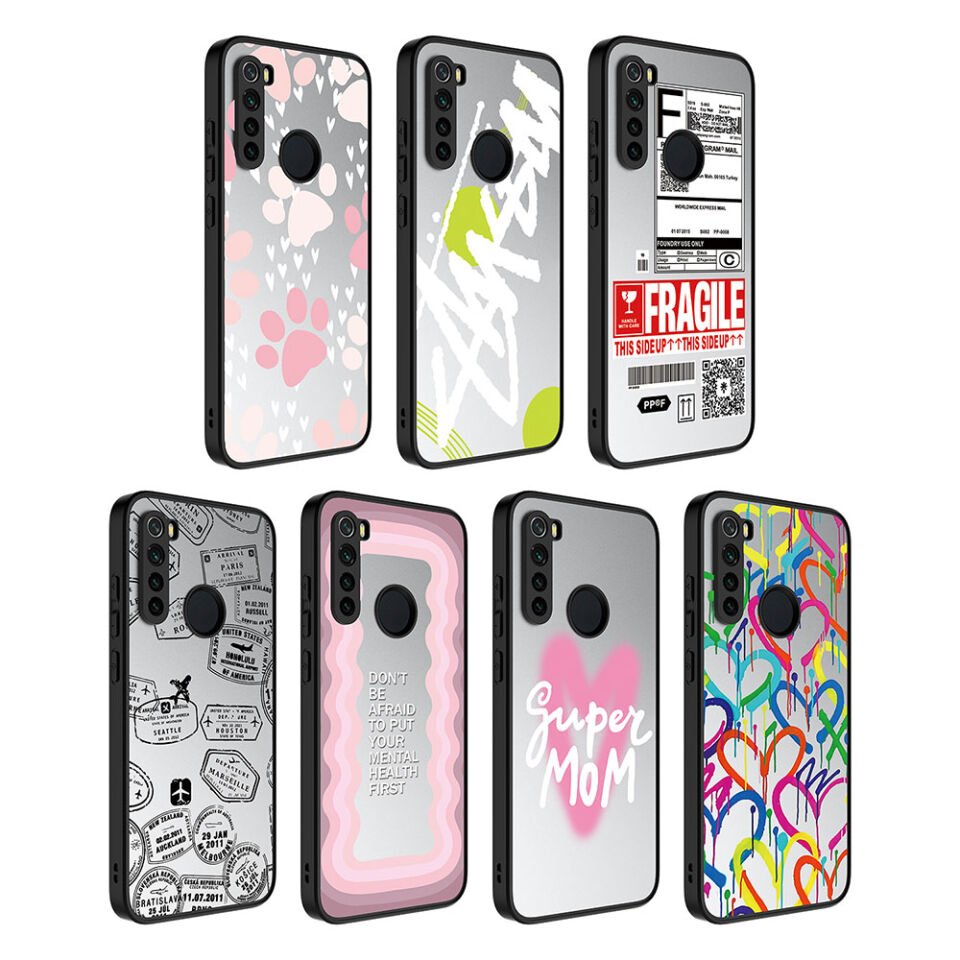 Xiaomi Redmi Note 8 Kılıf Aynalı Desenli Kamera Korumalı Parlak Renkli Sert Kapak (Mirror) Ayna