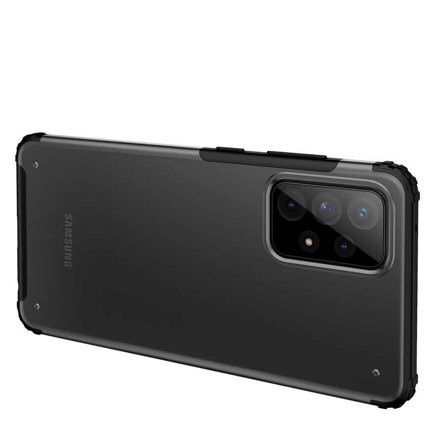 Samsung Galaxy A52 Kılıf Köşe Korumalı Arkası Mat Buzlu Sert Kapak (VOLKS) Lacivert