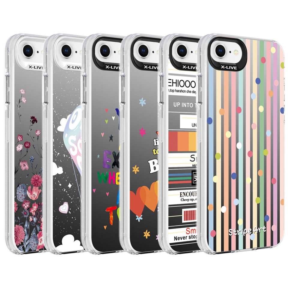 Apple iPhone SE 2020 Kılıf Desenli HEPTEKİLETİŞİM Silver Sert Kapak