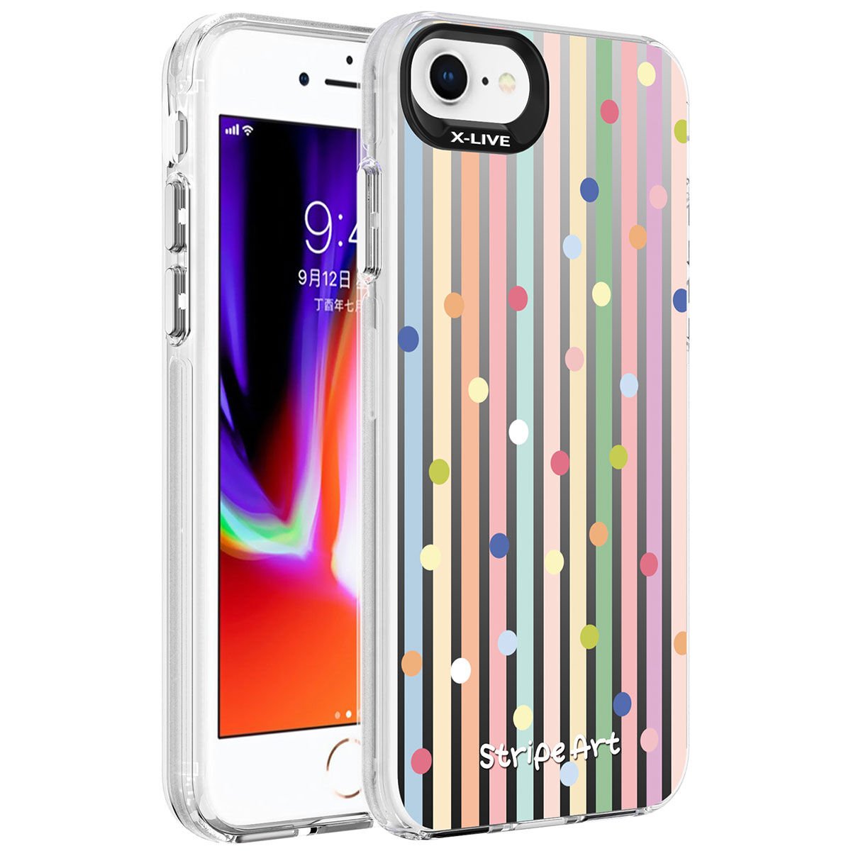 Apple iPhone SE 2020 Kılıf Desenli HEPTEKİLETİŞİM Silver Sert Kapak