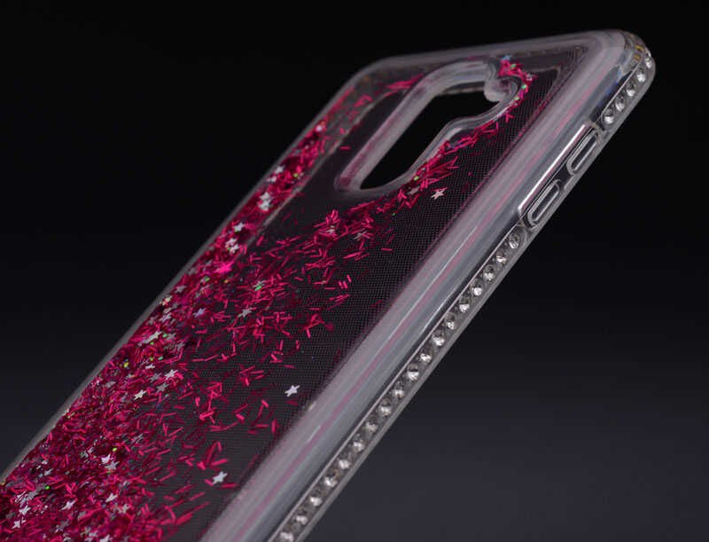 Galaxy J8 Kılıf Zore Sıralı Taşlı Sıvılı Silikon