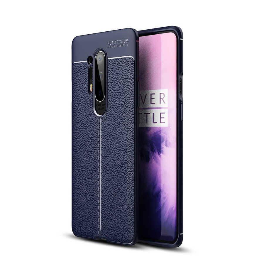 One Plus 8 Pro Kılıf Deri Görünümlü Renk Atmayan Dayanaklı Silikon Kapak (NİSS) Kırmızı