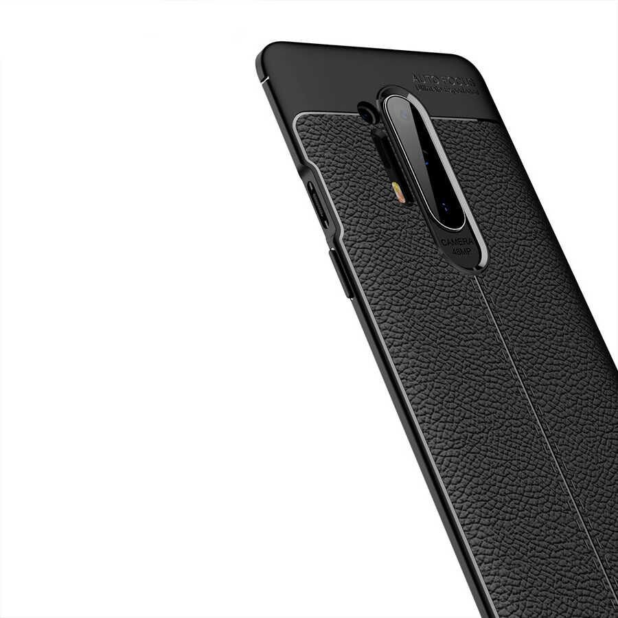 One Plus 8 Pro Kılıf Deri Görünümlü Renk Atmayan Dayanaklı Silikon Kapak (NİSS) Kırmızı