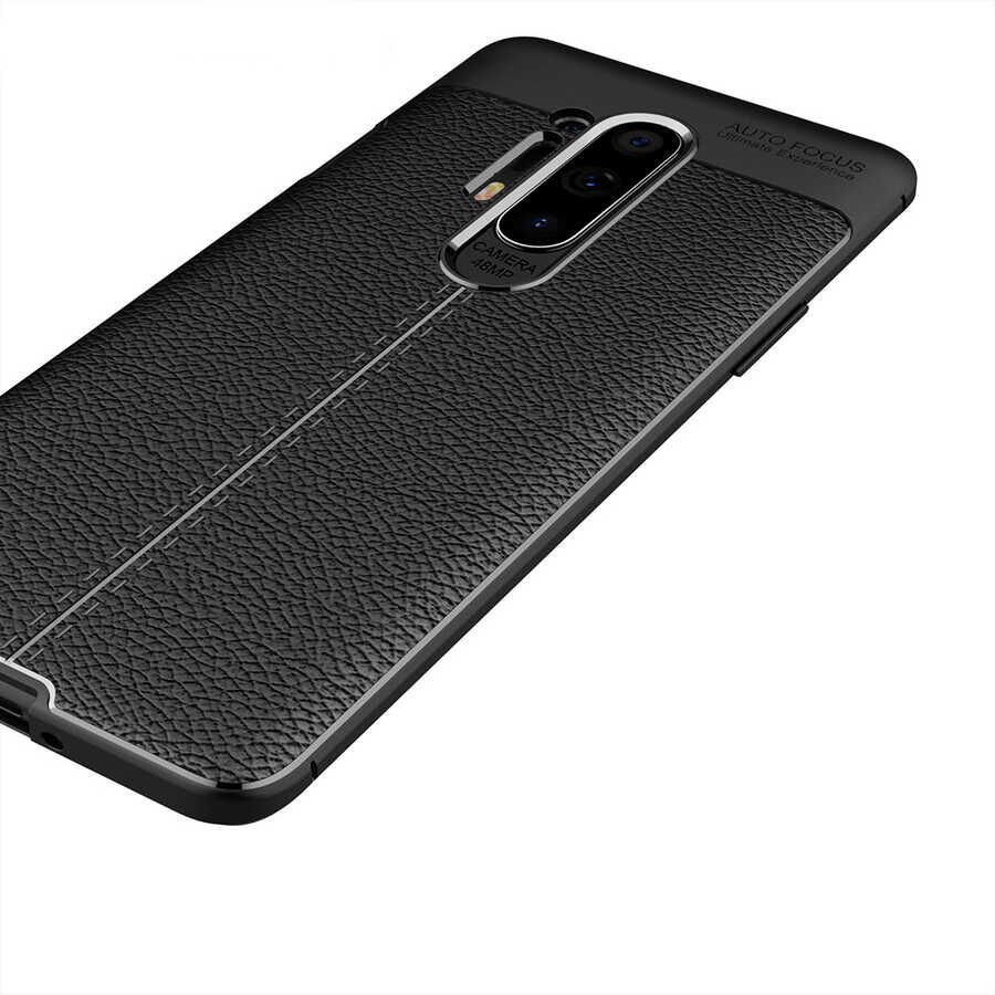 One Plus 8 Pro Kılıf Deri Görünümlü Renk Atmayan Dayanaklı Silikon Kapak (NİSS) Kırmızı