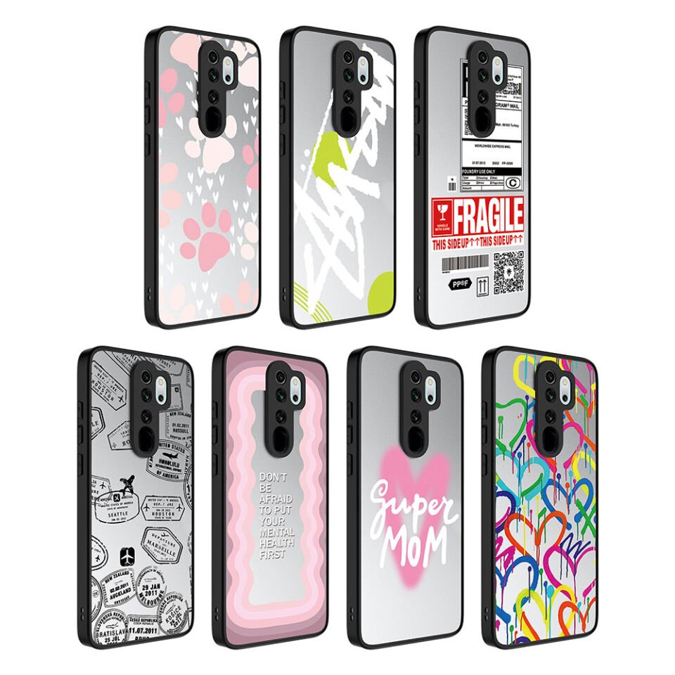 Xiaomi Redmi Note 8 Pro Kılıf Aynalı Desenli Kamera Korumalı Parlak Renkli Sert Kapak (Mirror) Ayna