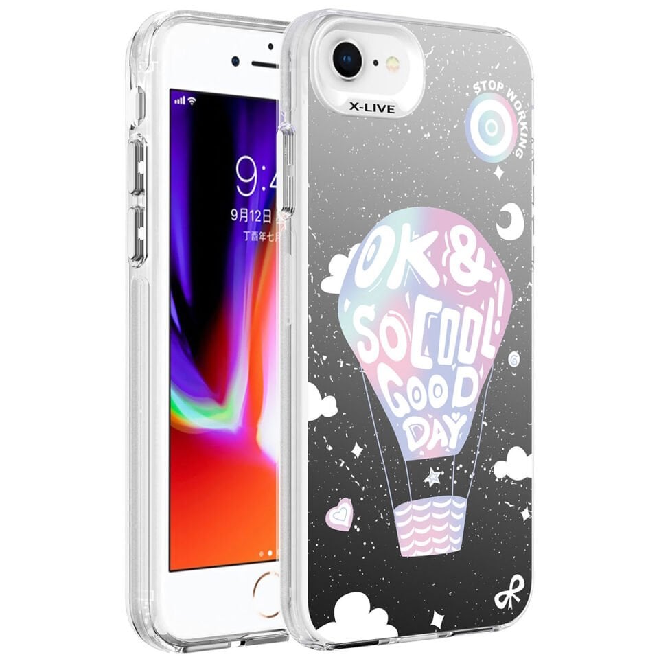 Apple iPhone SE 2022 Kılıf Desenli HEPTEKİLETİŞİM Silver Sert Kapak