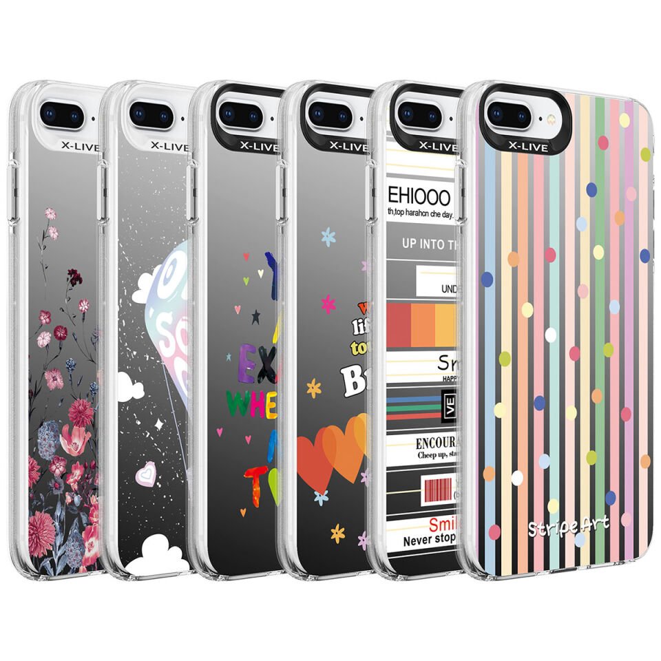 Apple iPhone 7 Plus Kılıf Desenli HEPTEKİLETİŞİM Silver Sert Kapak