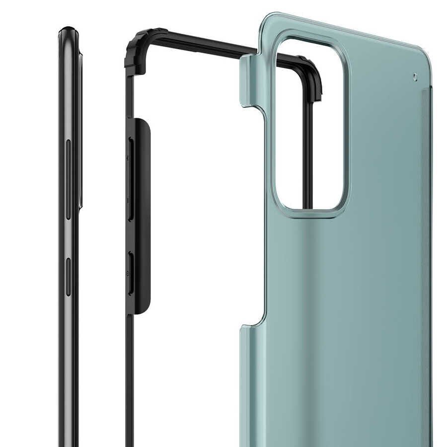 Samsung Galaxy A72 Kılıf Köşe Korumalı Arkası Mat Buzlu Sert Kapak (VOLKS) Siyah
