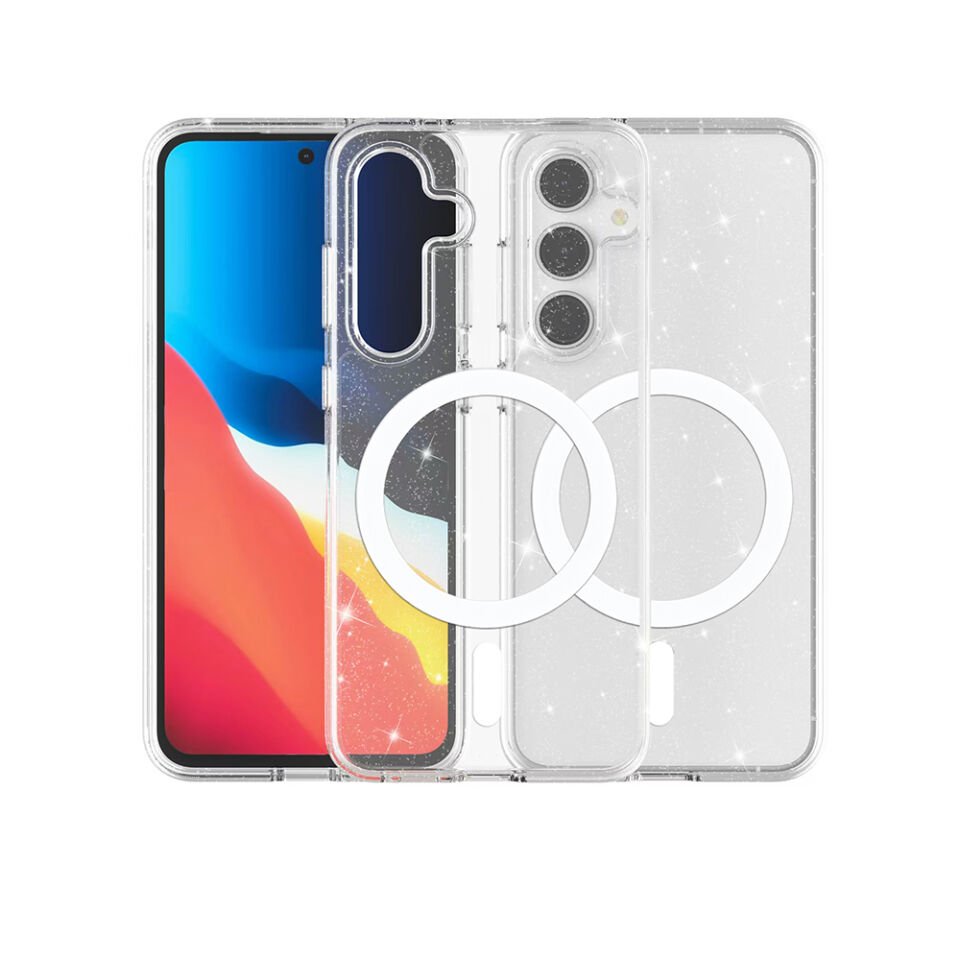 Galaxy S24 FE Kılıf Magsafe Şarj Özellikli Parlayan Simli Saydam Renkli HEPTEKİLETİŞİM Allstar Kapak