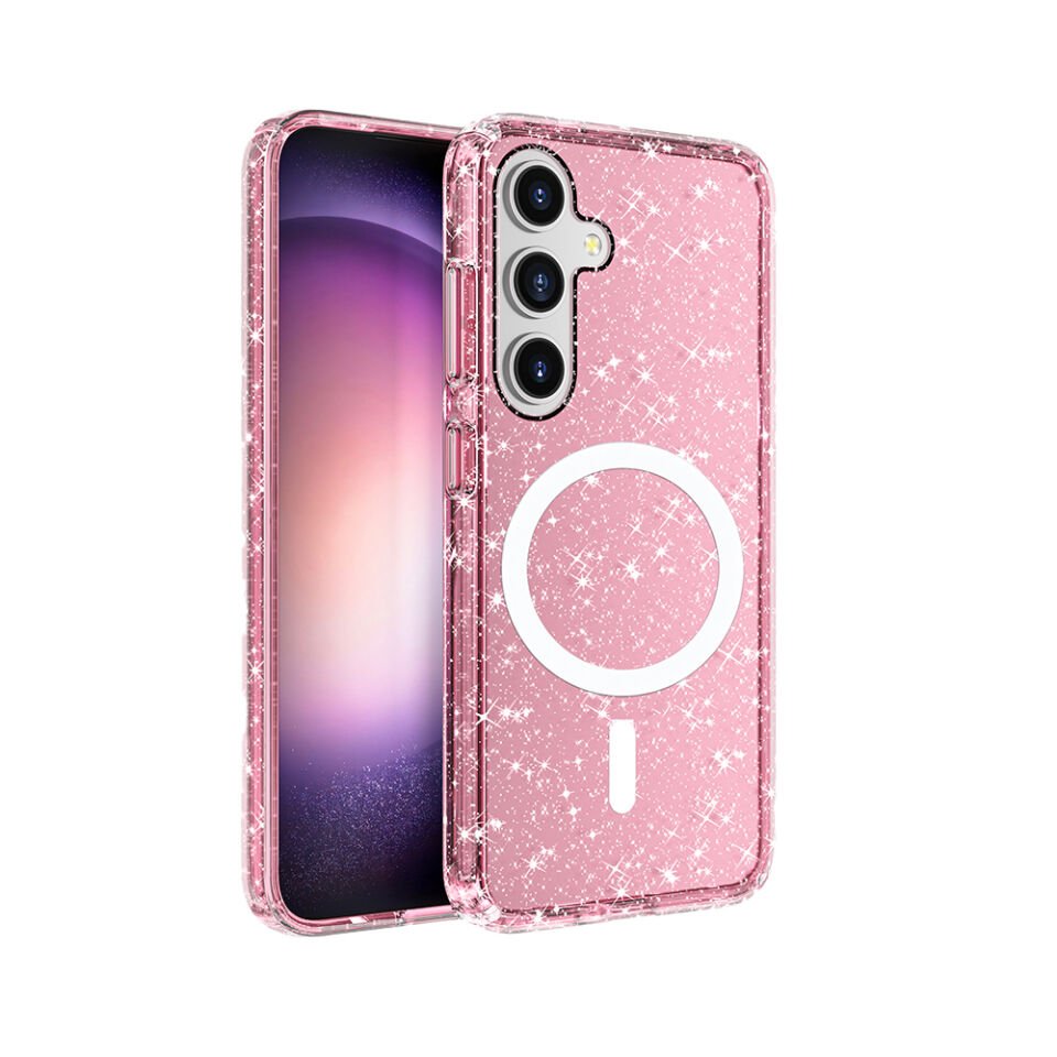 Galaxy S25 Kılıf Magsafe Şarj Özellikli Parlayan Simli Saydam Renkli HEPTEKİLETİŞİM Allstar Kapak