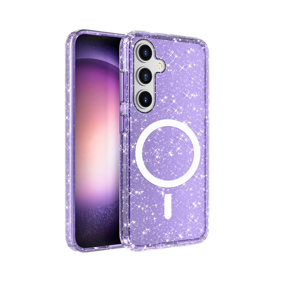 Galaxy S25 Plus Kılıf Magsafe Şarj Özellikli Parlayan Simli Saydam Renkli HEPTEKİLETİŞİM Allstar Kapak