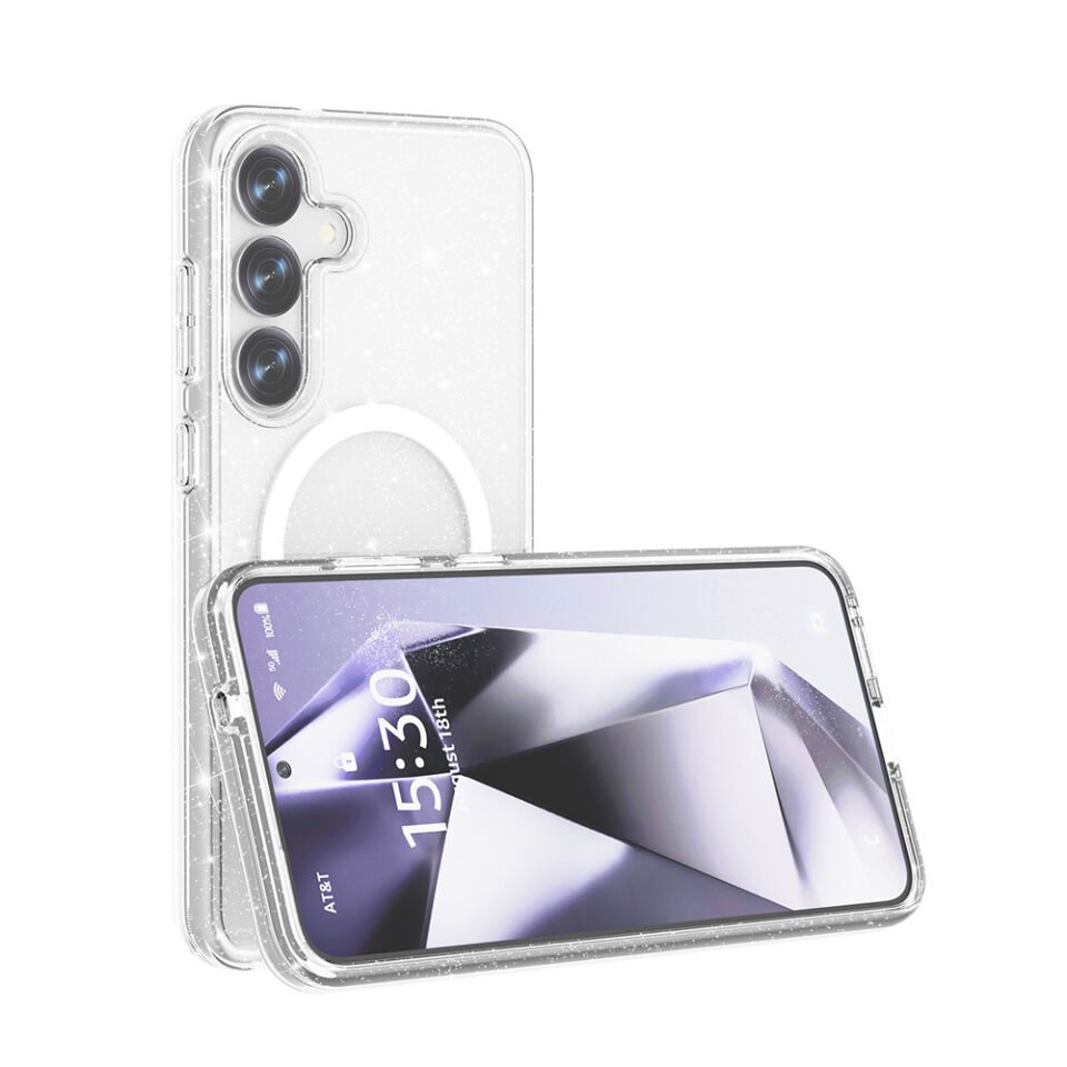 Galaxy S25 Plus Kılıf Magsafe Şarj Özellikli Parlayan Simli Saydam Renkli HEPTEKİLETİŞİM Allstar Kapak