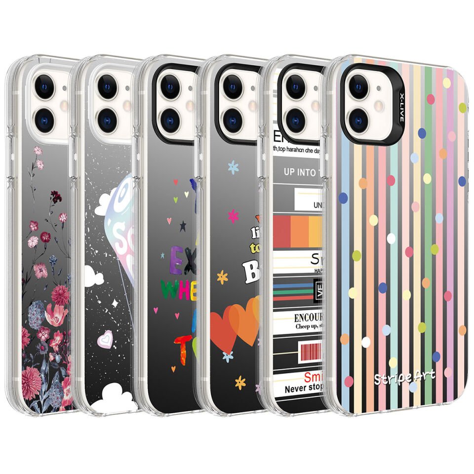 Apple iPhone 12 Kılıf Desenli HEPTEKİLETİŞİM Silver Sert Kapak