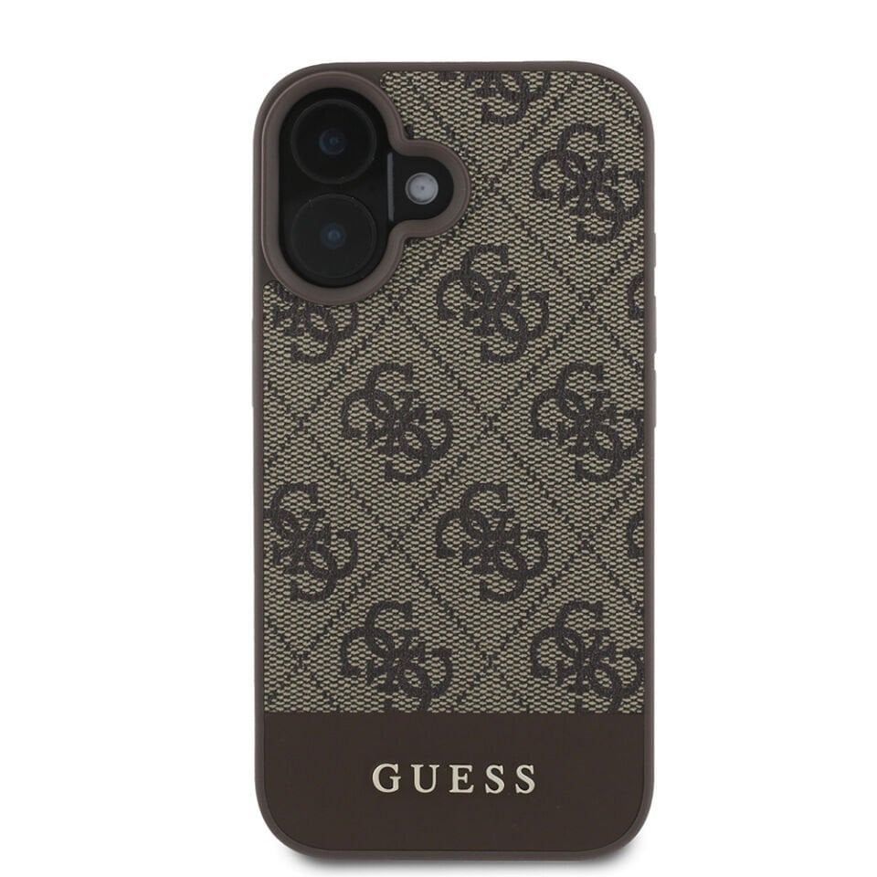 Apple iPhone 16 Kılıf Guess Orjinal Lisanslı PU Deri Şerit Logo Dizaynlı Kapak