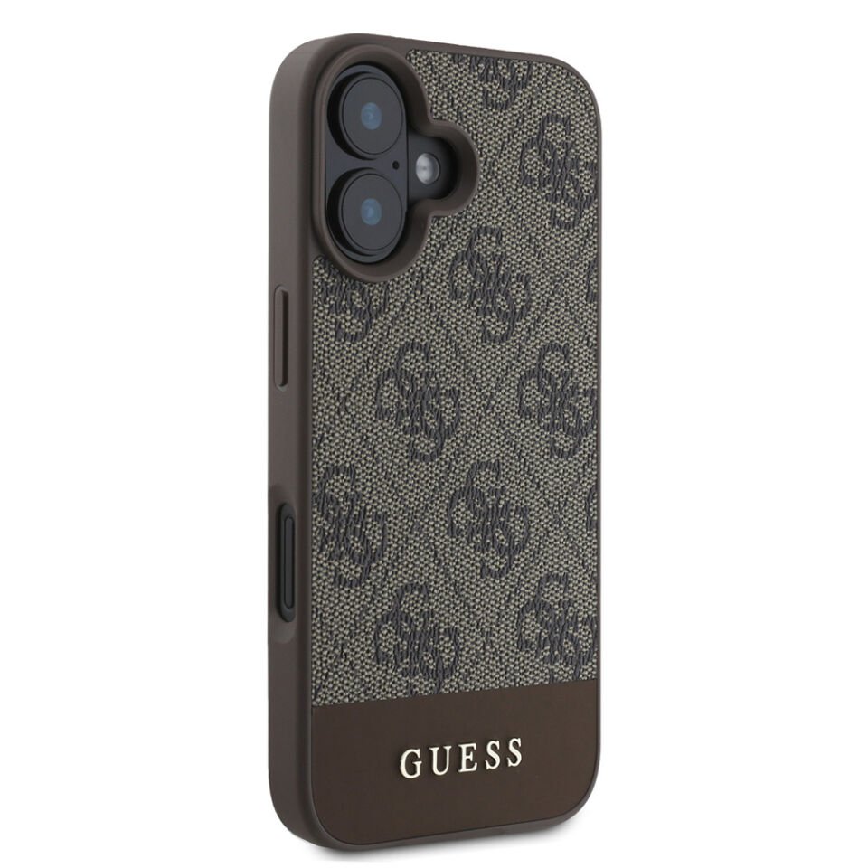 Apple iPhone 16 Kılıf Guess Orjinal Lisanslı PU Deri Şerit Logo Dizaynlı Kapak
