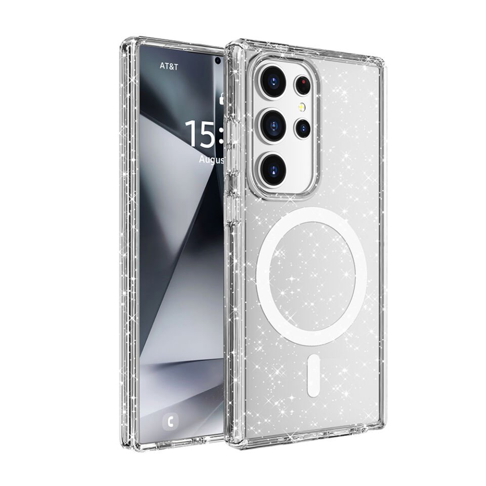 Galaxy S25 Ultra Kılıf Magsafe Şarj Özellikli Parlayan Simli Saydam Renkli HEPTEKİLETİŞİM Allstar Kapak