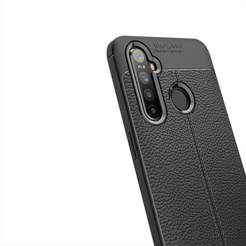 Realme 6İ Kılıf Deri Görünümlü Renk Atmayan Dayanaklı Silikon Kapak (NİSS) Siyah