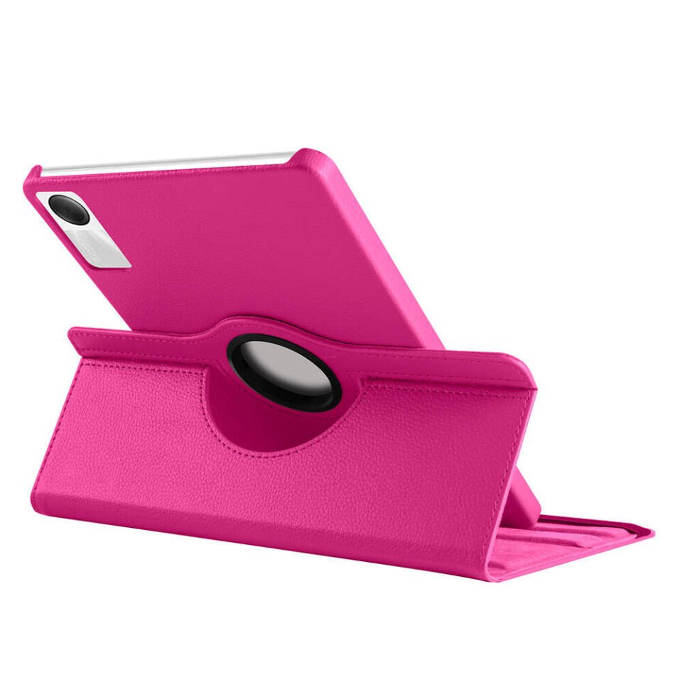 Xiaomi Redmi Pad SE Kılıf Dönebilen Standlı 360 Tam Korumalı Tablet KIlıf (D-T) Pembe Koyu