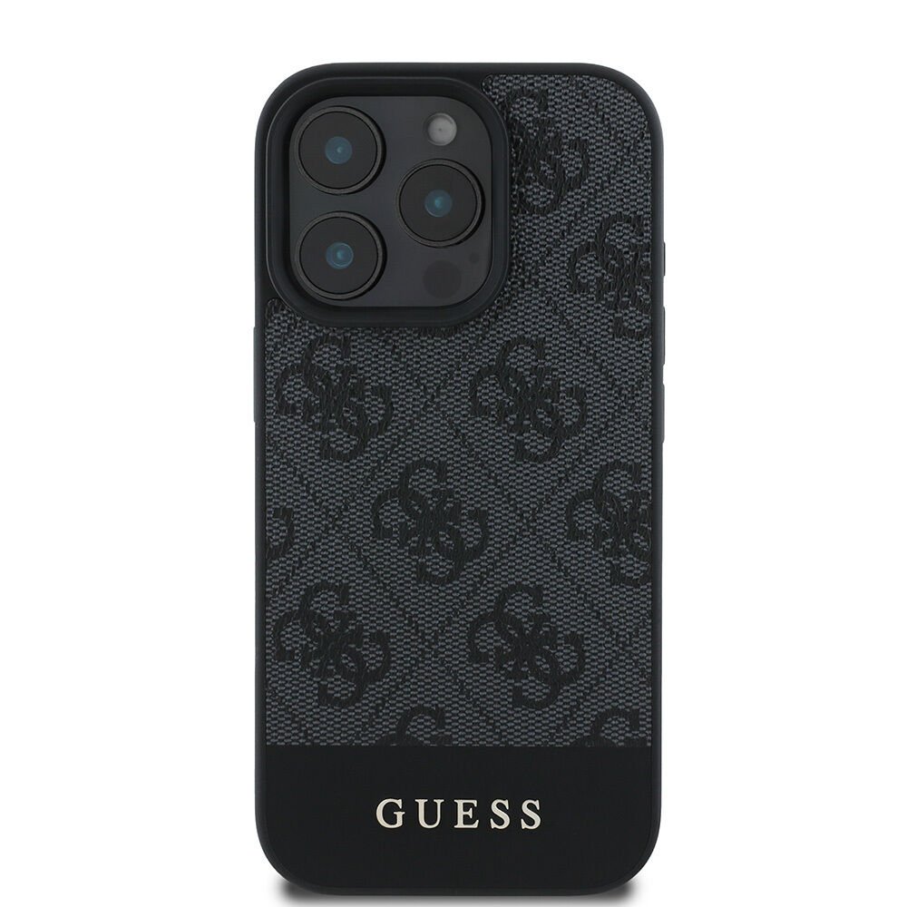 Apple iPhone 16 Pro Max Kılıf Guess Orjinal Lisanslı PU Deri Şerit Logo Dizaynlı Kapak