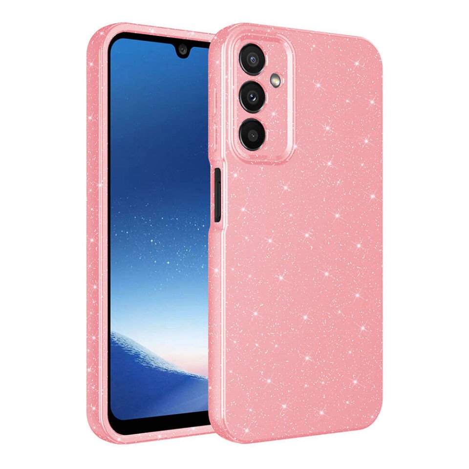 Samsung Galaxy A15 Kılıf Kamera Korumalı Simli Renkli Parlak Silikon Kapak (Koton) Mor